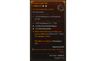 Legendary Amulet[Sorcerer | *3 DevouringBlaze | *12 Crit | 7% INT]