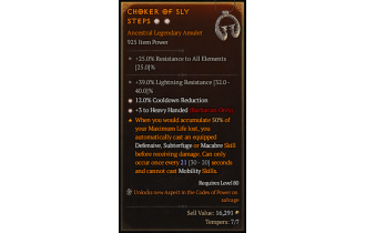 Legendary Amulet[Barbarian | *3 HeavyHanded | *12 CDR | 39 LR]