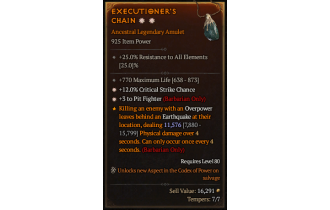 Legendary Amulet[Barbarian | *3 PitFighter | *12 Crit | 770 Life]