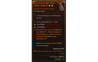 Legendary Amulet[Necromancer | *3 Gloom | *3 Terror | 8.5 ATKSPD]