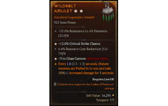 Legendary Amulet[Sorcerer | *3 GlassCannon | *12 Crit | 6.4 RCR]