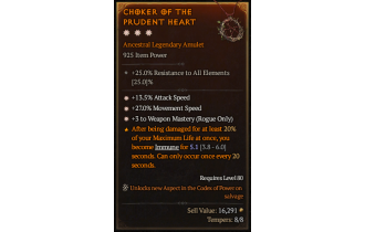 Legendary Amulet[Rogue | *3 WeaponMastery | *27 MS | *13.5 ATKSPD]