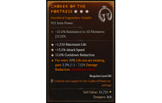 Legendary Amulet[*12 CDR | *13.5 ATKSPD | *1310 Life]