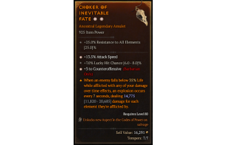 Legendary Amulet[Barbarian | *3 Counteroffensive | *13.5 ATKSPD | 7 LHC]