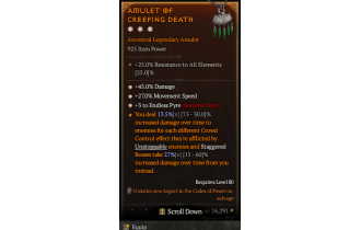 Legendary Amulet[Sorcerer | *3 EndlessPyre | *27 MS | *45 DMG]