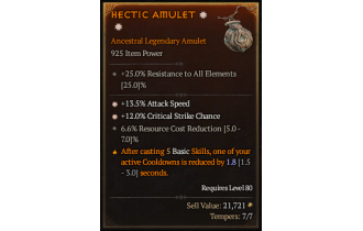 Legendary Amulet[*12 Crit | *13.5 ATKSPD | 6.6 RCR]