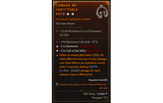 Legendary Amulet[Druid | *3 Envenom | *3 CallOfTheWild | 704 Life]