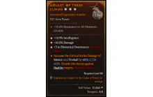 Legendary Amulet[Sorcerer | *3 ElementalDominance | *45 DMG | *10.9% INT]