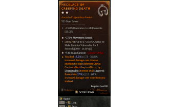 Legendary Amulet[Sorcerer | *3 GlassCannon | *27 MS | 20 LH:Vulnerable]