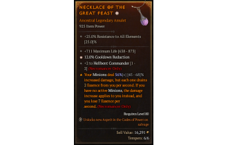 Legendary Amulet[Necromancer | *12 CDR | 2 HellbentCommander | 711 Life]