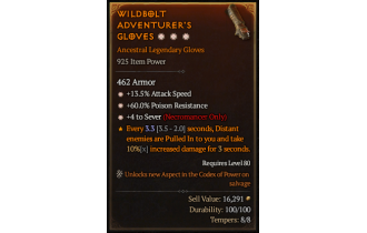 Legendary Gloves[Sever | *4 Sever | *13.5 ATKSPD | *60 PR]