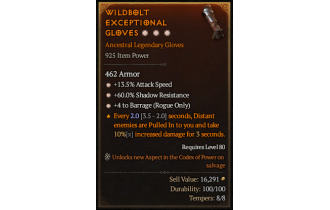 Legendary Gloves[Barrage | *4 Barrage | *13.5 ATKSPD | *60 SR]