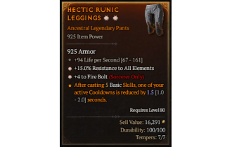 Legendary Pants[Sorcerer | *4 FireBolt | *15 ResistAll]