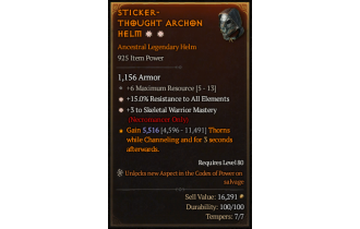 Legendary Helm[Necromancer | *3 SkelWarrior | *15 ResistAll | 6 MR]