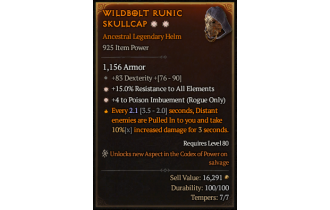 Legendary Helm[Rogue | *4 PoisonImbue | *15 ResistAll | 83 DEX]