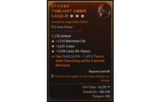 Legendary Helm[*12 LHC | *2625 Armor | *1310 Life]