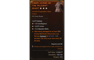 Legendary Chest Armor[Necromancer | *3 Macabre | *2625 Armor | *135 INT]