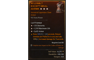 Legendary Chest Armor[*2625 Armor | *135 DEX | *1310 Life]