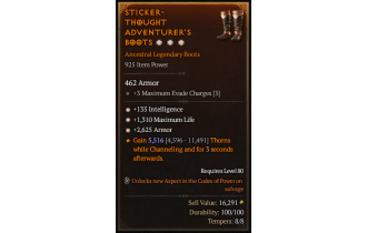 Legendary Boots[*2625 Armor | *135 INT | *1310 Life]