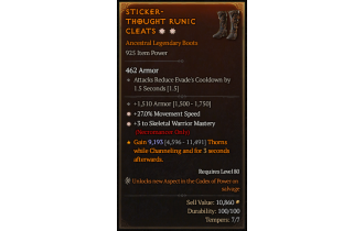 Legendary Boots[Necromancer | *3 SkelWarrior | *27 MS | 1510 Armor]