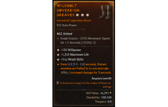 Legendary Boots[Druid | *3 Wrath | *135 WP | *1310 Life]