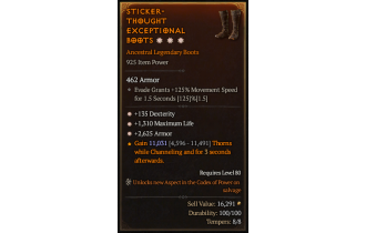 Legendary Boots[*2625 Armor | *135 DEX | *1310 Life]