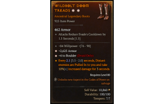 Legendary Boots[Druid | *4 Boulder | *2625 Armor | 84 WP]