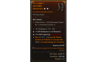 Legendary Boots[Sorcerer | *4 BallLightning | *15 ResistAll | 87 INT]