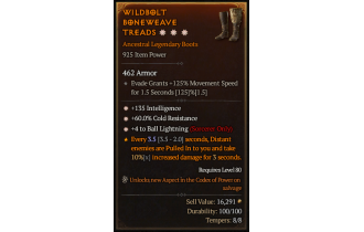 Legendary Boots[Sorcerer | *4 BallLightning | *135 INT | *60 CR]