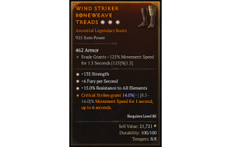 Legendary Boots[*15 ResistAll | *6 FpS | *135 STR]