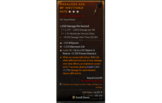 Legendary One-Handed Axe[*21 LH:Res | *135 WP | *1310 Life]