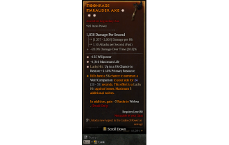 Legendary One-Handed Axe[*21 LH:Res | *135 WP | *1310 Life]