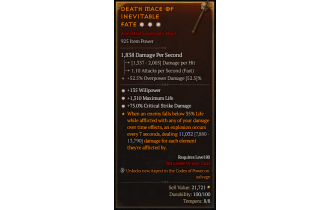 Legendary One-Handed Mace[*75 DMG_Crit | *135 WP | *1310 Life]