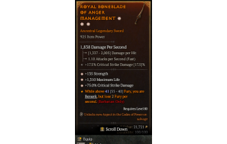 Legendary One-Handed Sword[*75 DMG_Crit | *135 STR | *1310 Life]