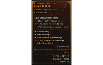 Legendary One-Handed Sword[*75 DMG_Crit | *45 DMG | *135 DEX]