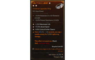 Legendary Ring[*9 Crit | *13.5 ATKSPD | *1310 Life]