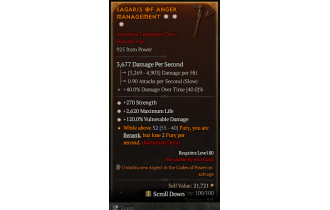 Legendary Two-Handed Axe[*120 DMG_Vulnerable | *270 STR | *2620 Life]