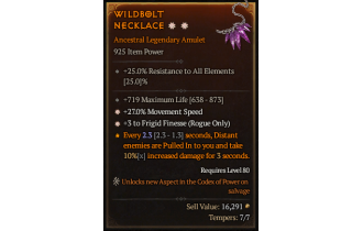 Legendary Amulet[Rogue | *3 FrigidFinesse | *27 MS | 719 Life]