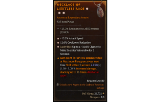 Legendary Amulet[*12 CDR | *13.5 ATKSPD | *36 LH:Vulnerable]