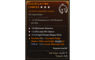 Legendary Amulet[Rogue | *3 FrigidFinesse | *12 LHC | *20 MR]