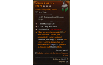 Legendary Amulet[Sorcerer | *3 Hoarfrost | *12 LHC | *1310 Life]