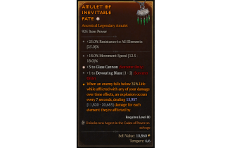 Legendary Amulet[Sorcerer | *3 GlassCannon | 1 DevouringBlaze | 18 MS]