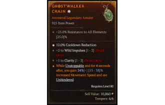 Legendary Amulet[Druid | *12 CDR | 2 WildImpulses]