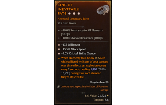 Legendary Ring[*9 Crit | *13.5 ATKSPD | *135 WP]