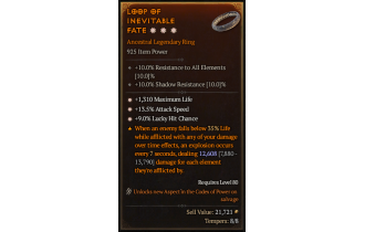 Legendary Ring[*13.5 ATKSPD | *9 LHC | *1310 Life]