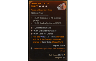 Legendary Ring[*9 Crit | *9 LHC | *1310 Life]