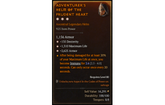 Legendary Helm[*2625 Armor | *135 DEX | *1310 Life]