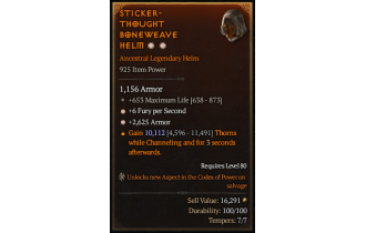 Legendary Helm[*2625 Armor | *6 FpS | 653 Life]