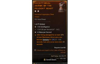 Legendary Chest Armor[*6 MpS | *135 INT]