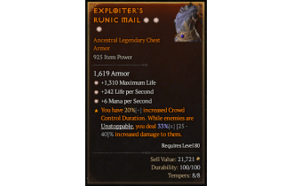 Legendary Chest Armor[*6 MpS | *1310 Life]